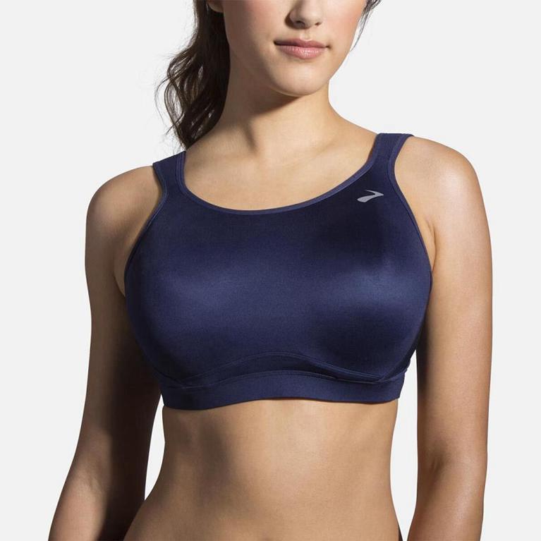 Brooks Maia Sports - Womens Running Bra - Blue (53914ZCXJ)